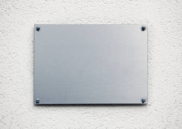 Blank metal plaque stock photo