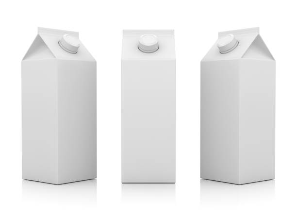 recipiente para leite em branco - caixa de leite - fotografias e filmes do acervo