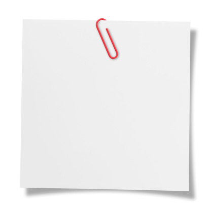 Blank note with paper clip.