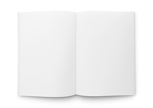Blank open magazine/book/journal template isolated on white
