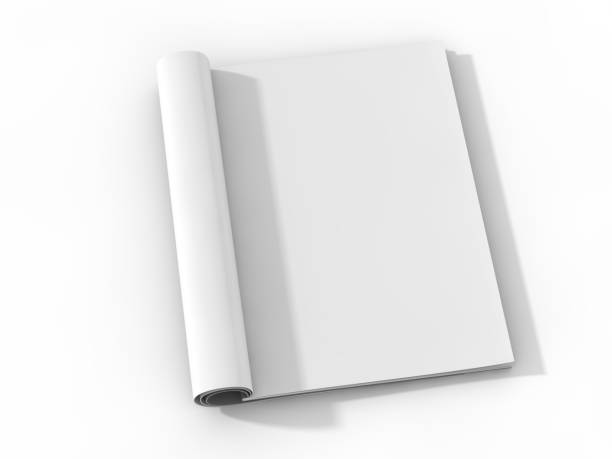 Blank page or notepad for mockup or simulations. 3D Mock-up magazine or catalog on table. Blank page or notepad for mockups or simulations. 3D rendering spreading stock pictures, royalty-free photos & images