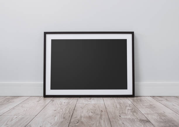 Blank picture frame on the floor Blank picture frame on the floor with copy space clipping path for the inside flooring photos stock pictures, royalty-free photos & images