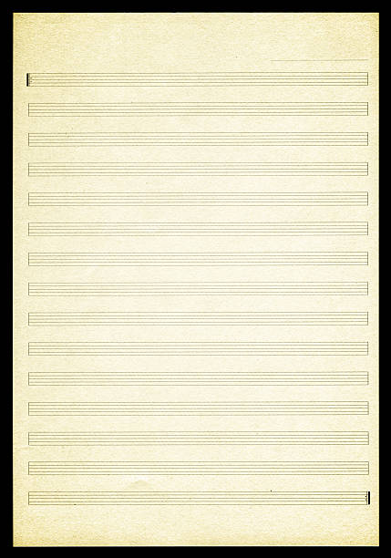 blank sheet music paper textured background - draft book texture stockfoto's en -beelden