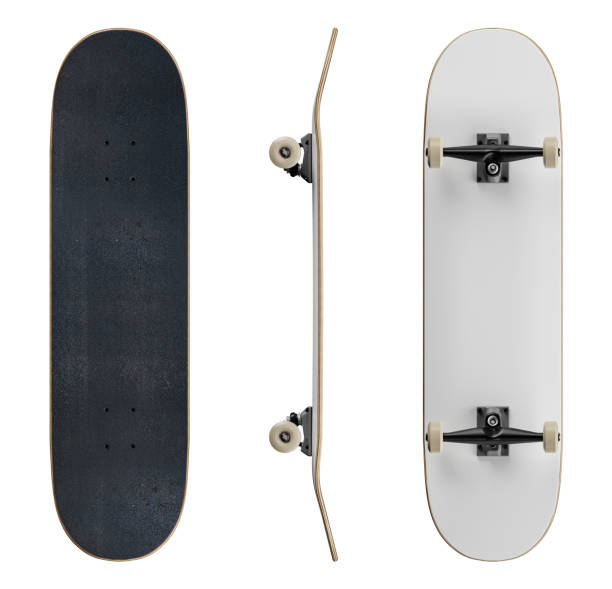 maquette blanche de modèle de plate-forme de plate-forme de planche à roulettes - d'isolement sur le blanc - skate board photos et images de collection