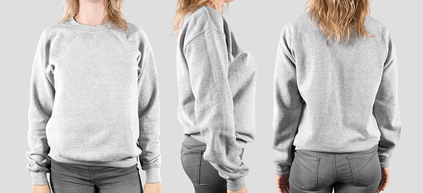 Download Blank Sweatshirt Mock Up Front Back And Profile Isolated ...