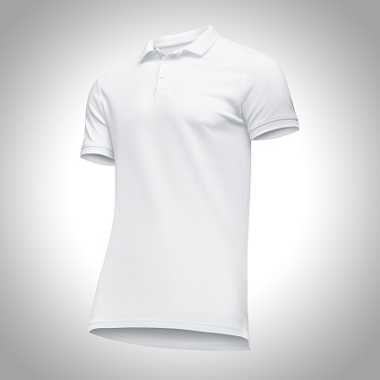 Blank Template Men White Polo Shirt Short Sleeve Front View Half Turn ...