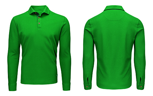 Blank Template Mens Green Polo Shirt Long Sleeve Front And ...