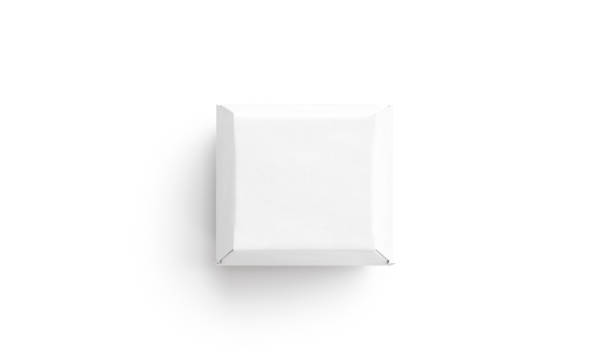 Blank white burger box mock up, isolated, top view, Blank white burger carton box mock up, isolated, top view, 3d rendering. Empty pasteboard container mockup. Clear eco-friendly lunch boxed for logotype template. burger wrapped in paper stock pictures, royalty-free photos & images
