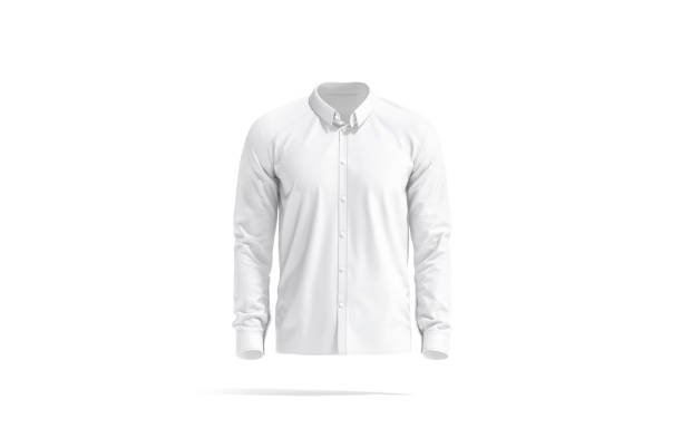 Blank white classic shirt mockup, front view stock photo