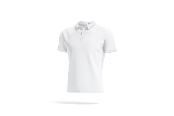 白いポロシャツのモックアップ、サイドビュー - ポロ ストックフォトと画像
