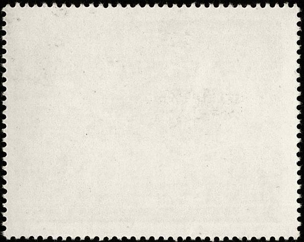 Blank white postage stamp with serrated edges stock photo