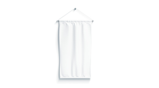 Blank white rectangle pennant mock up, isolated