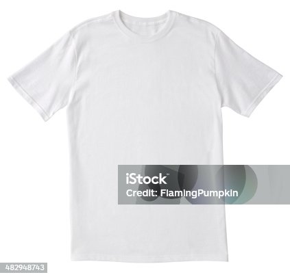 istock Blank White T-Shirt Front with Clipping Path. 482948743