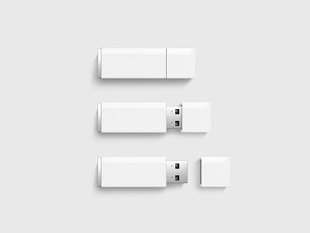 Blank white usb drive design mock up set, clipping path stock photo