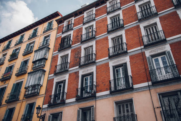 Beautiful blocks of apartments in Madrid, Spain