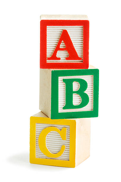 ABC Blocks "Subject: The alphabets A, B, C, stacked with wooden alphabet toy blocks." alphabetical order stock pictures, royalty-free photos & images