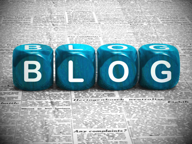 blog o blogging icono del sitio web que muestra revistas en línea y escritura - ilustración 3d - bloguear fotos fotografías e imágenes de stock