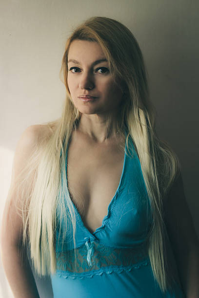 Blonde and blue stock photo