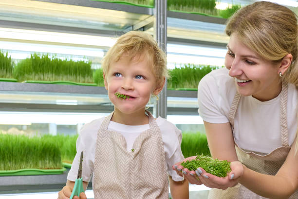 Ребенок ест зелень