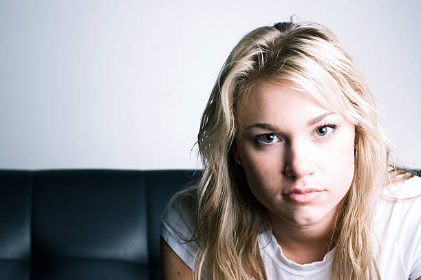 Blonde Young Woman Beautiful Young Adult Blonde Woman hf7 stock pictures, royalty-free photos & images