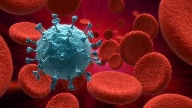 Blood cells and virus stock photo