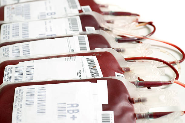 Blood Transfusion bags Human blood in storage blood donation stock pictures, royalty-free photos & images