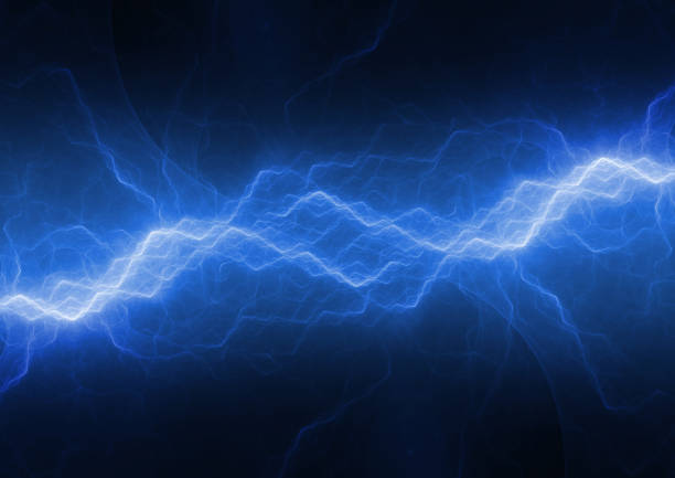 Blue abstract fractal lightning, plasma background stock photo