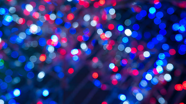 Blue and red bokeh. stock photo
