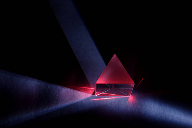 Blue and Red Light Through Prism stock photo