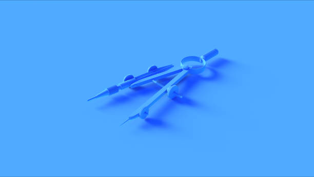 blauw architecten kompas tekengereedschap - needle spiking stockfoto's en -beelden