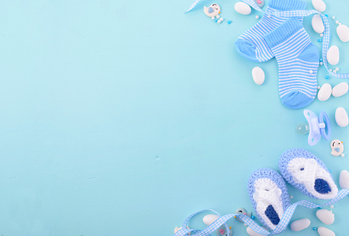 Blue Baby Shower Nursery Background Stock Photo - Download ...