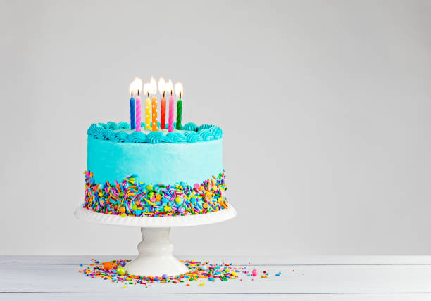 Blue Birthday Cake stock photo
