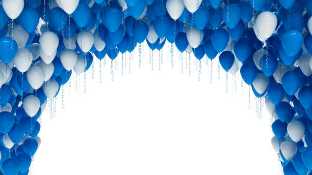 Blue birthday party balloons Blue birthday party balloons arch isolated on white background happy birthday in danish stock pictures, royalty-free photos & images