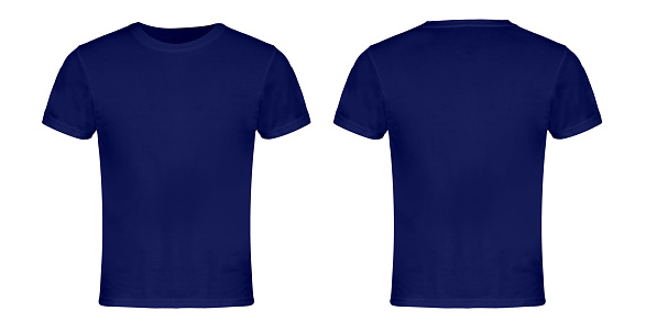 Blue Blank Tshirt Front And Back Stock Photo - Download Image Now - iStock