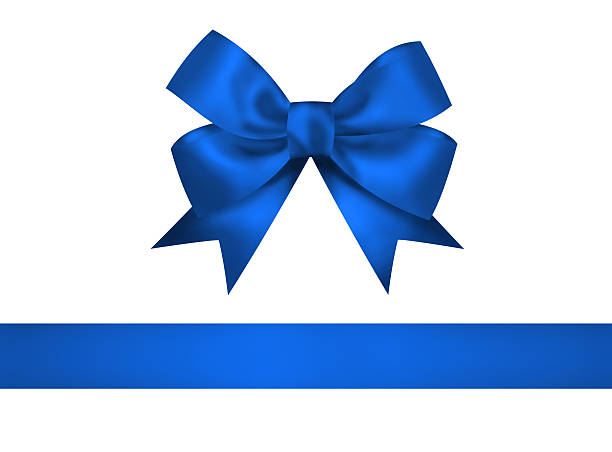 Blue bow and ribbon isolated on white background stock photo