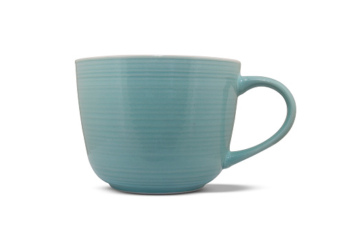 blue ceramic mug isolated on white background