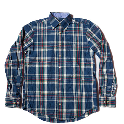 Blue Checkered Shirt Stock Photo - Download Image Now - Blue, Button ...