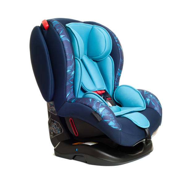 Blue child safety seat stock photo