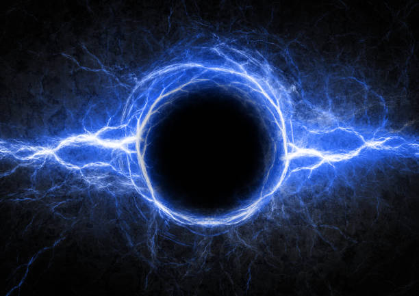 Blue circle lightning with copy space in the middle stock photo
