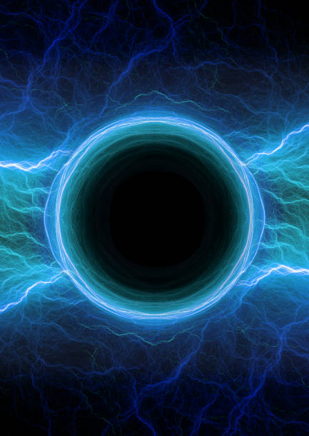 Blue circle lightning with copy space stock photo