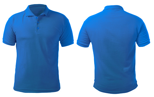 Blue Collared Shirt Design Template Stock Photo - Download Image Now ...
