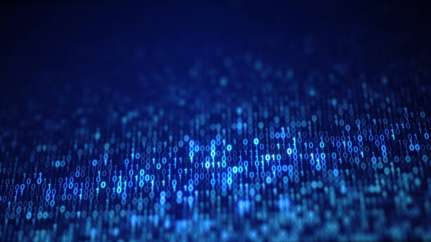 Blue digital binary data code on screen Blue digital binary data code on screen. Abstract information technology background. Computer generated raster illustration rendered with DOF binary code stock pictures, royalty-free photos & images