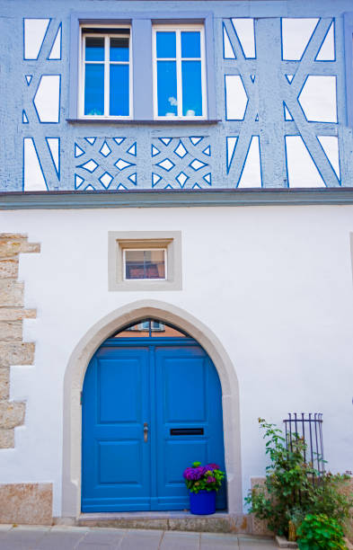 Blue door Typical Germany windows rottenburg am neckar stock pictures, royalty-free photos & images
