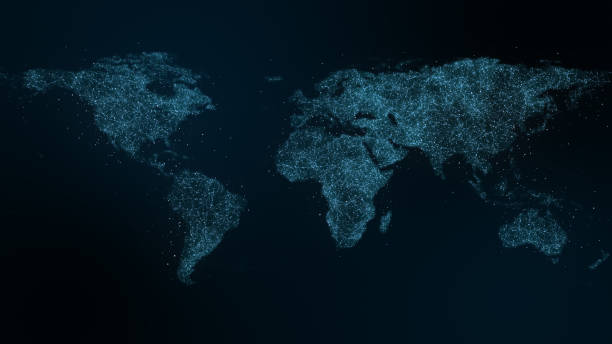 Blue earth digital technology, business and communications time lapse night city background. Animation of the Earth globe rotating. Blue earth digital technology, business and communications time lapse night city background. Animation of the Earth globe rotating. 3D rendering. digital animation stock pictures, royalty-free photos & images