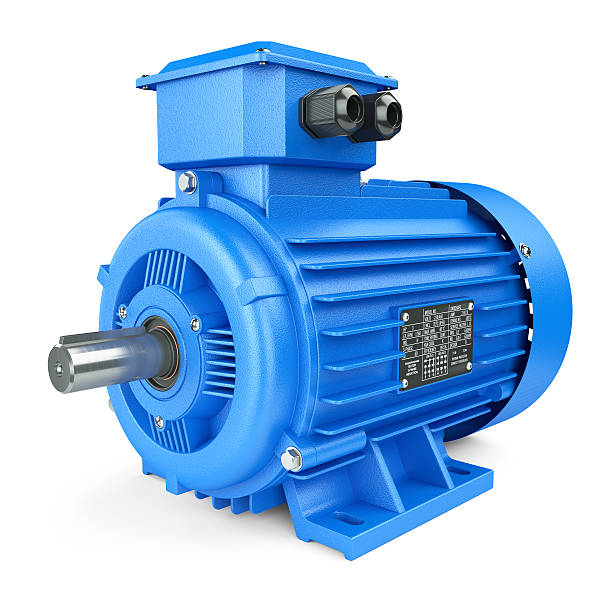 Blue electric industrial motor. Blue electric industrial motor. Isolated on white background 3d electric motor stock pictures, royalty-free photos & images