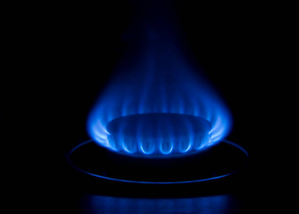 Blue Gas Burner Flame stock photo