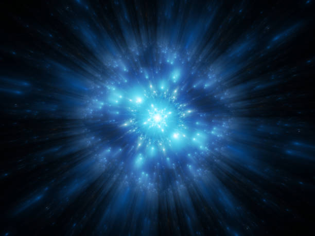 Blue glowing multidimensional object in space Blue glowing multidimensional object in space, computer generated abstract background, 3D rendering large hadron collider stock pictures, royalty-free photos & images