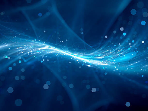 Blue glowing new technology flow in space stock photo