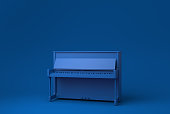 istock Blue Grand piano in blue background. minimal concept idea creative. monochrome. 3D render. 1317627261
