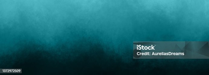 istock Blue green background dark turquoise gradient hazy painted texture with black bottom and teal top in abstract header banner backdrop design 1372972509